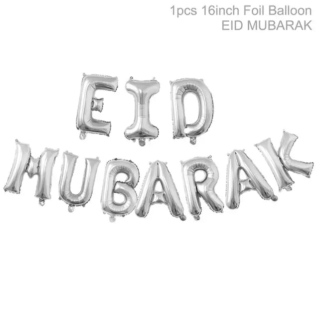 Eid Mubarak Plates Banner Balloon Tableware Ramadan Decoration 2024 Ramadan Kareem Islamic Muslim Party Decor Eid Al Adha Gifts - CLICK TIK