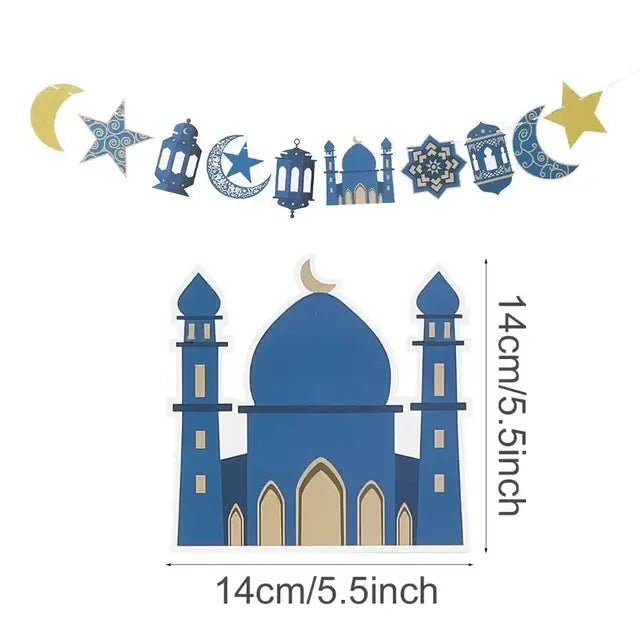 Eid Mubarak Plates Banner Balloon Tableware Ramadan Decoration 2024 Ramadan Kareem Islamic Muslim Party Decor Eid Al Adha Gifts - CLICK TIK