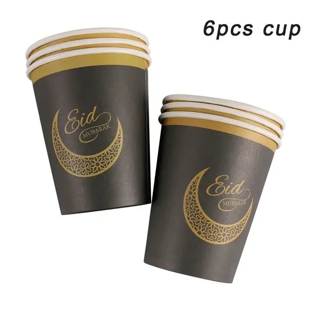 Eid Mubarak Plates Banner Balloon Tableware Ramadan Decoration 2024 Ramadan Kareem Islamic Muslim Party Decor Eid Al Adha Gifts - CLICK TIK