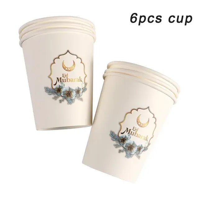 Eid Mubarak Plates Banner Balloon Tableware Ramadan Decoration 2024 Ramadan Kareem Islamic Muslim Party Decor Eid Al Adha Gifts - CLICK TIK