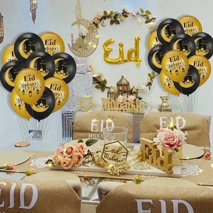 Eid Mubarak Plates Banner Balloon Tableware Ramadan Decoration 2024 Ramadan Kareem Islamic Muslim Party Decor Eid Al Adha Gifts - CLICK TIK