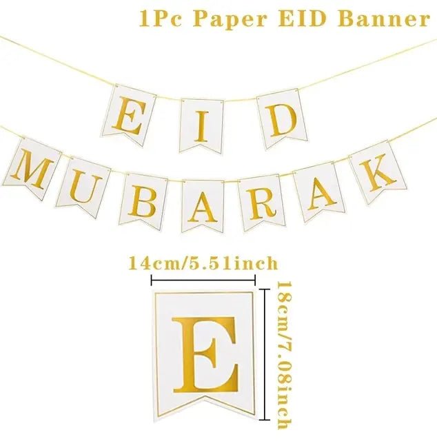 Eid Mubarak Plates Banner Balloon Tableware Ramadan Decoration 2024 Ramadan Kareem Islamic Muslim Party Decor Eid Al Adha Gifts - CLICK TIK