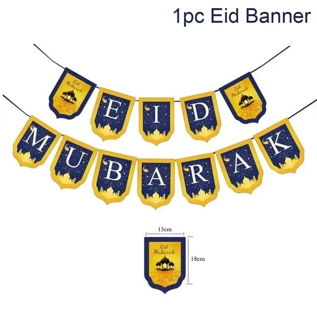 Eid Mubarak Plates Banner Balloon Tableware Ramadan Decoration 2024 Ramadan Kareem Islamic Muslim Party Decor Eid Al Adha Gifts - CLICK TIK