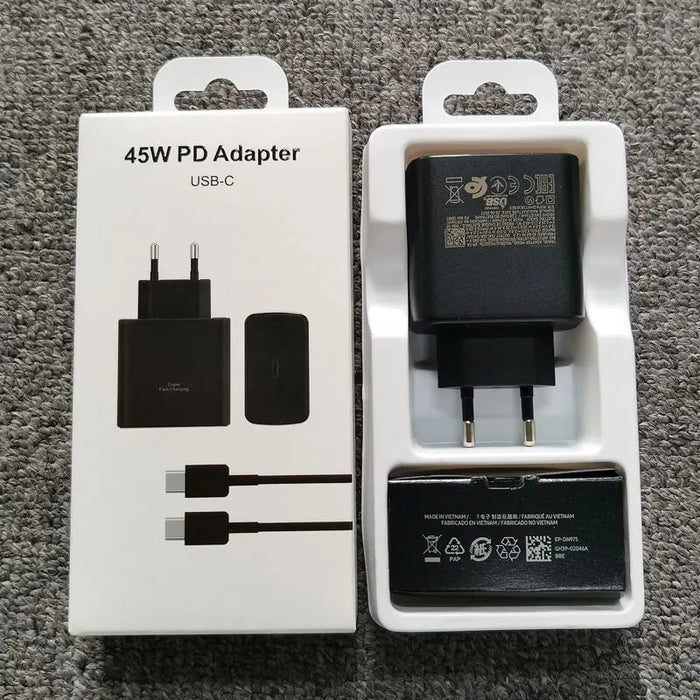 For Samsung S20 S21 S22 S23 S24 Note 20 Ultra 10 Plus Charger 45w Super Fast Charging Adapter for Galaxy Z Flip Fold 5 4 3 2 A73 - CLICK TIK