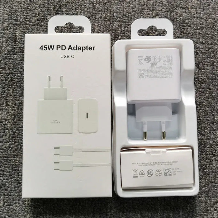 For Samsung S20 S21 S22 S23 S24 Note 20 Ultra 10 Plus Charger 45w Super Fast Charging Adapter for Galaxy Z Flip Fold 5 4 3 2 A73 - CLICK TIK