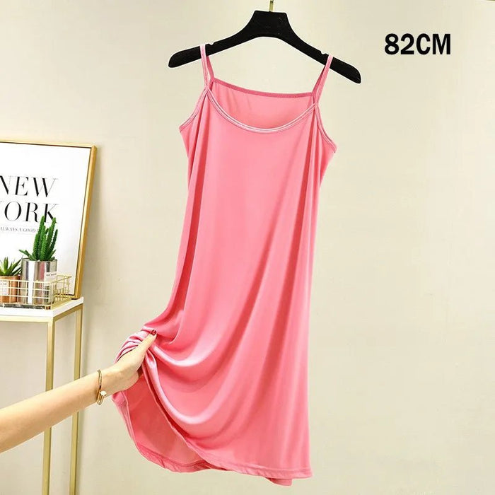 Full Slips Under Dress Women Summer Plus Size Sleeveless Satin Petticoat Underskirt Spaghetti Strap Women Sling Dress - CLICK TIK