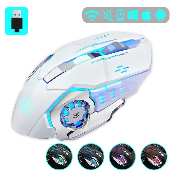 Gaming Mouse 2.4G Bluetooth Wireless Rechargeable Mouse For Laptop RGB Backlight E - Sports Mechanical Mouse For PC Computer Gamer - CLICK TIK