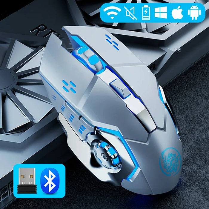 Gaming Mouse 2.4G Bluetooth Wireless Rechargeable Mouse For Laptop RGB Backlight E - Sports Mechanical Mouse For PC Computer Gamer - CLICK TIK