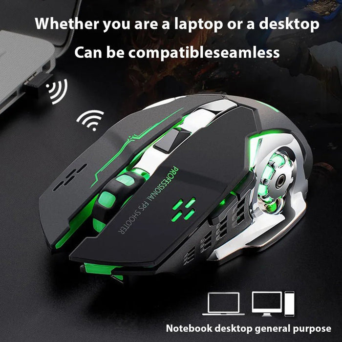 Gaming Mouse 2.4G Bluetooth Wireless Rechargeable Mouse For Laptop RGB Backlight E - Sports Mechanical Mouse For PC Computer Gamer - CLICK TIK