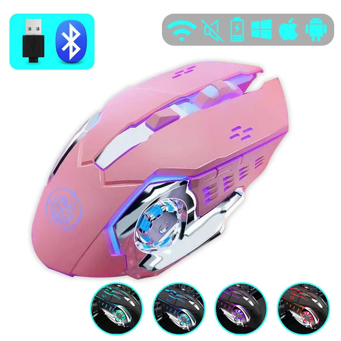 Gaming Mouse 2.4G Bluetooth Wireless Rechargeable Mouse For Laptop RGB Backlight E - Sports Mechanical Mouse For PC Computer Gamer - CLICK TIK