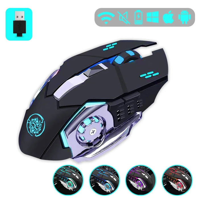 Gaming Mouse 2.4G Bluetooth Wireless Rechargeable Mouse For Laptop RGB Backlight E - Sports Mechanical Mouse For PC Computer Gamer - CLICK TIK