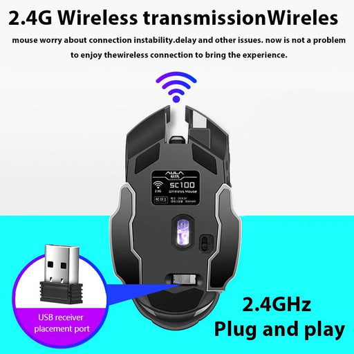 Gaming Mouse 2.4G Bluetooth Wireless Rechargeable Mouse For Laptop RGB Backlight E - Sports Mechanical Mouse For PC Computer Gamer - CLICK TIK