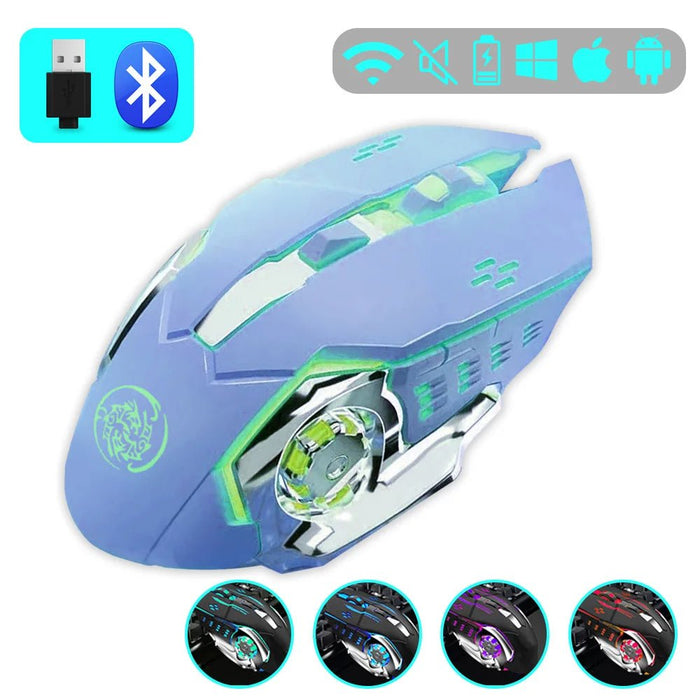 Gaming Mouse 2.4G Bluetooth Wireless Rechargeable Mouse For Laptop RGB Backlight E - Sports Mechanical Mouse For PC Computer Gamer - CLICK TIK