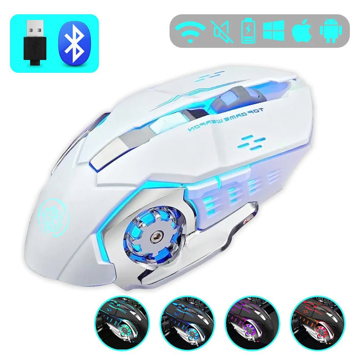 Gaming Mouse 2.4G Bluetooth Wireless Rechargeable Mouse For Laptop RGB Backlight E - Sports Mechanical Mouse For PC Computer Gamer - CLICK TIK
