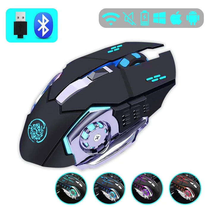 Gaming Mouse 2.4G Bluetooth Wireless Rechargeable Mouse For Laptop RGB Backlight E - Sports Mechanical Mouse For PC Computer Gamer - CLICK TIK