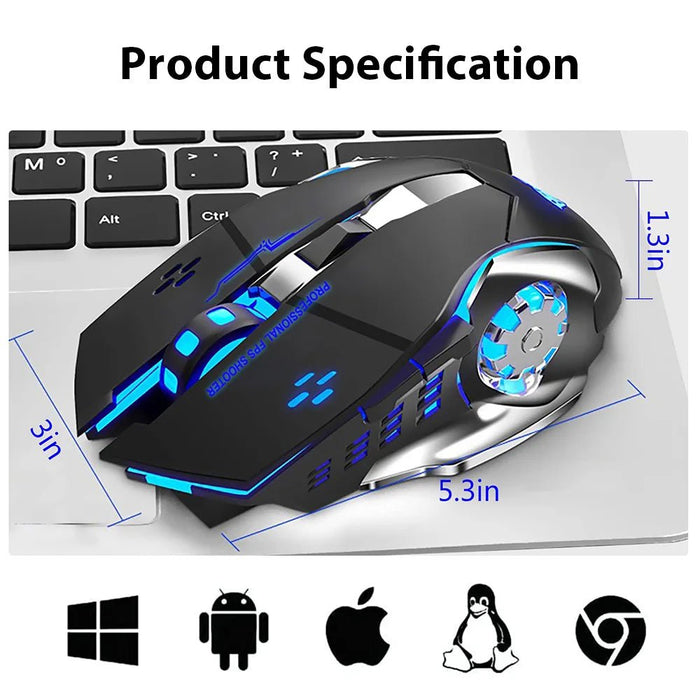 Gaming Mouse 2.4G Bluetooth Wireless Rechargeable Mouse For Laptop RGB Backlight E - Sports Mechanical Mouse For PC Computer Gamer - CLICK TIK