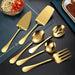 Gold Stainless Steel Western Serving Tableware Fork Spoon Shovel Set Portable Cutlery Dinnerware for Steak Kitchen Utensils - CLICK TIK
