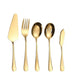 Gold Stainless Steel Western Serving Tableware Fork Spoon Shovel Set Portable Cutlery Dinnerware for Steak Kitchen Utensils - CLICK TIK