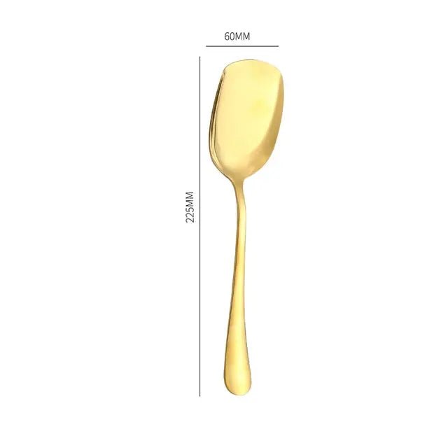 Gold Stainless Steel Western Serving Tableware Fork Spoon Shovel Set Portable Cutlery Dinnerware for Steak Kitchen Utensils - CLICK TIK