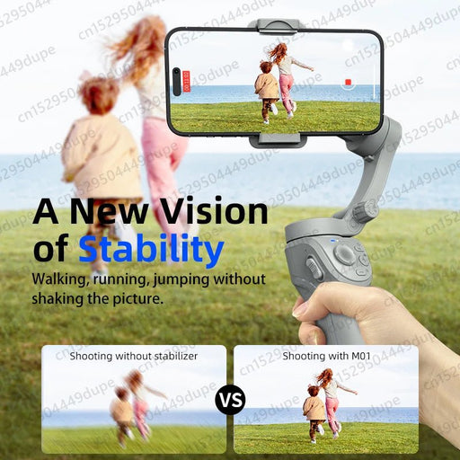 Handheld Gimbal Stabilizer Selfie Tripod with Fill Light for Smartphone 3 - Axis Anti Shake Gimbal Foldable for Xiaomi iPhone - CLICK TIK