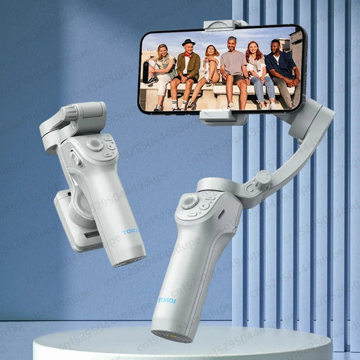 Handheld Gimbal Stabilizer Selfie Tripod with Fill Light for Smartphone 3 - Axis Anti Shake Gimbal Foldable for Xiaomi iPhone - CLICK TIK