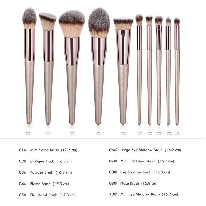 Hot Champagne Makeup Brushes Set for Women Cosmetic Foundation Powder Blush Eyeshadow Kabuki Blending Make Up Brush Beauty Tools - CLICK TIK