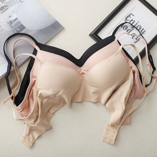 Japanese Style Maternity Bra Modal Cotton Underwear Thin Strap Wireless Push up and Anti - Sagging Seamless Nursing Bra - CLICK TIK
