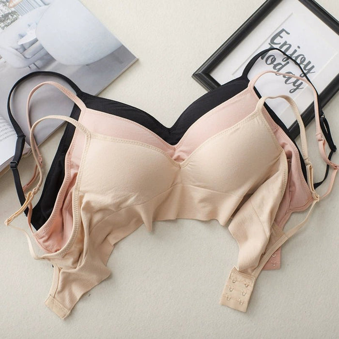 Japanese Style Maternity Bra Modal Cotton Underwear Thin Strap Wireless Push up and Anti - Sagging Seamless Nursing Bra - CLICK TIK