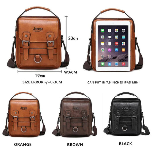 JEEP BULUO Multi - function Business Handbags Men New Man's Shoulder Bag Large Capacity Leather Messenger Bag Crossbody Big Brand - CLICK TIK