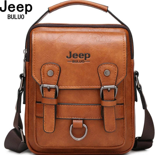 JEEP BULUO Multi - function Business Handbags Men New Man's Shoulder Bag Large Capacity Leather Messenger Bag Crossbody Big Brand - CLICK TIK