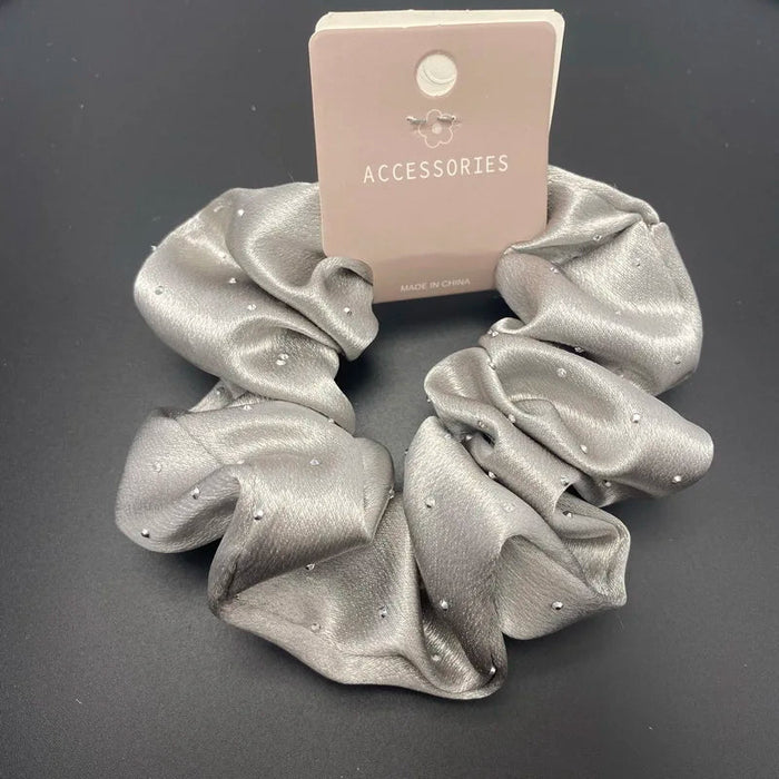 korea Crystal Hair Scrunchies For Women Elastic Silk Hair Bands Lady Big Pink Hair Tie Rhinestone chouchou satin Accessories - CLICK TIK