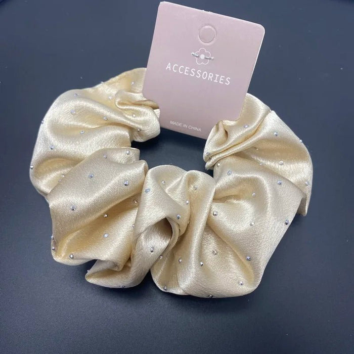 korea Crystal Hair Scrunchies For Women Elastic Silk Hair Bands Lady Big Pink Hair Tie Rhinestone chouchou satin Accessories - CLICK TIK