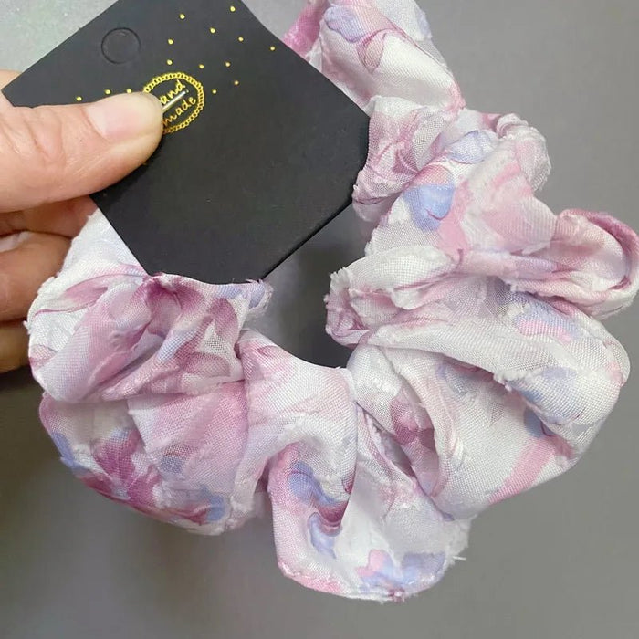 korea Crystal Hair Scrunchies For Women Elastic Silk Hair Bands Lady Big Pink Hair Tie Rhinestone chouchou satin Accessories - CLICK TIK