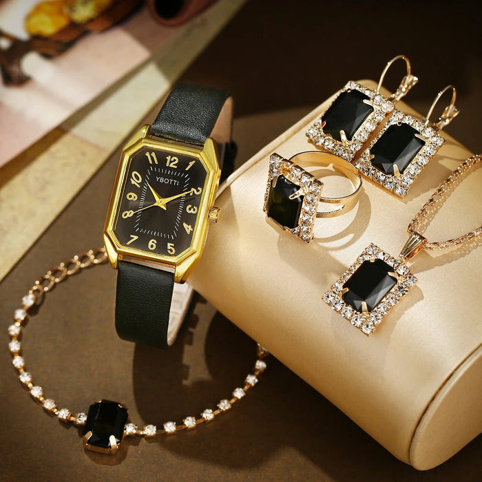Ladies minimalist retro belt quartz watch+jewelry set - CLICK TIK