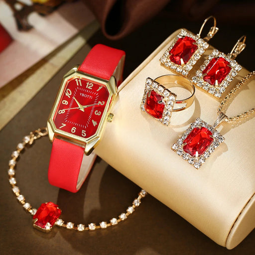 Ladies minimalist retro belt quartz watch+jewelry set - CLICK TIK