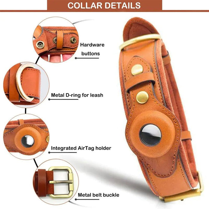 Leather Anti - Lost Dog Collar - CLICK TIK