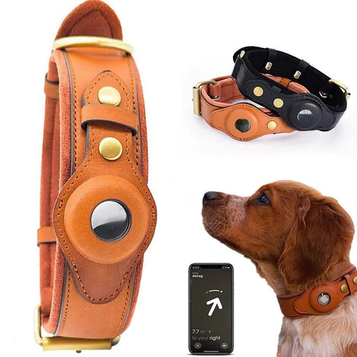 Leather Anti - Lost Dog Collar - CLICK TIK
