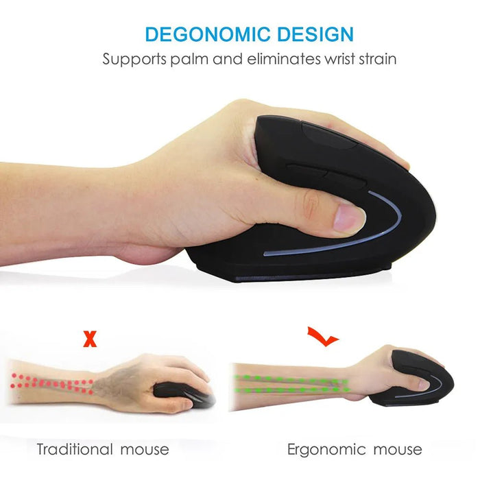 Left Hand Vertical Mouse Ergonomic Wireless Mouse 1600 DPI Gaming Optical USB Wired Mouse For Laptop PC Desktop Computer Office - CLICK TIK