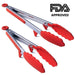 LMETJMA Kitchen Cooking Tongs Heat Resistant Stainless Steel BBQ Tong with Silicone Tips and Stand Design For Salad Grill KC0254 - CLICK TIK