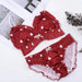 Love Heart Girls Women's Cute Bra & Panties Set Ruffles Trim Wirefree Milk Silk Soft Underwear Sleep Intimates Set Kawaii Lolita - CLICK TIK