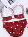 Love Heart Girls Women's Cute Bra & Panties Set Ruffles Trim Wirefree Milk Silk Soft Underwear Sleep Intimates Set Kawaii Lolita - CLICK TIK