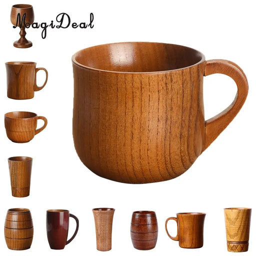 MagiDeal 11 Styles Jujube Wooden Handmade Water Coffee Mug Cup Beer Tea Coffee Milk Water Cup Kitchen Bar Drinkware - CLICK TIK