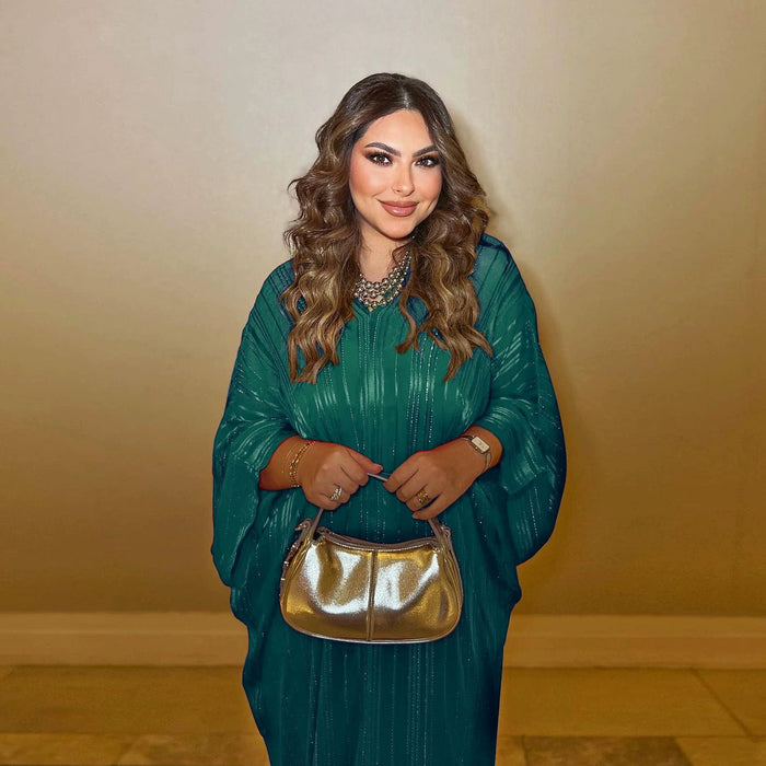 Middle East Arab Fashion Dress Black Robe Shiny Dubai Travel Robe Two - piece Set Dress Women - CLICK TIK