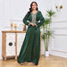 Middle East Women's Clothing Cross - Border New Arrival V Neck Dubai Robe Women's Large Swing Long Dress Bronzing A - line Skirt Yemen Dress - CLICK TIK