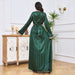 Middle East Women's Clothing Cross - Border New Arrival V Neck Dubai Robe Women's Large Swing Long Dress Bronzing A - line Skirt Yemen Dress - CLICK TIK