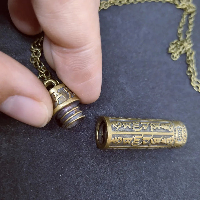Mini Brass Jar Accessories Pendants Locket Sanskrit Mantra Memorial Jewelry - CLICK TIK