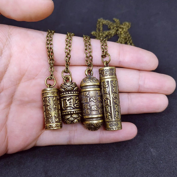 Mini Brass Jar Accessories Pendants Locket Sanskrit Mantra Memorial Jewelry - CLICK TIK