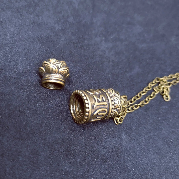 Mini Brass Jar Accessories Pendants Locket Sanskrit Mantra Memorial Jewelry - CLICK TIK