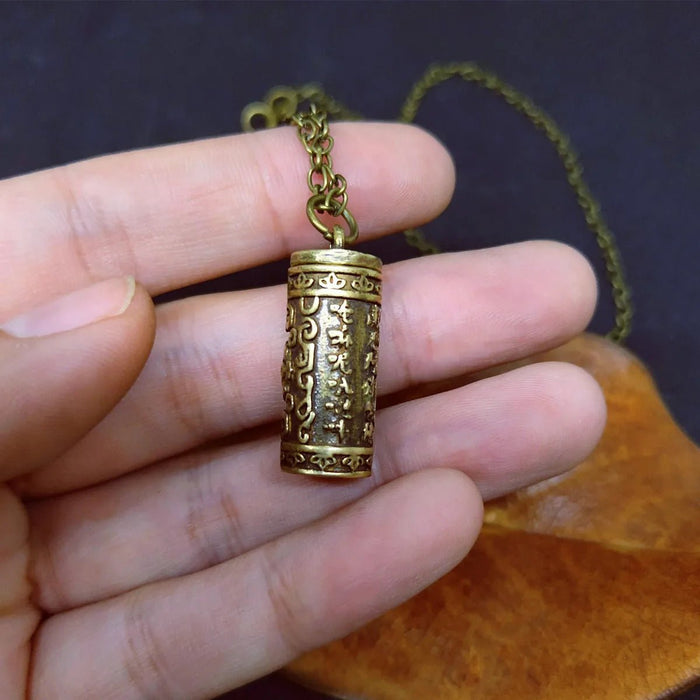 Mini Brass Spoon Jar Accessories Pendants Locket Sanskrit Mantra Embossed Necklace Urn necklace Charm Memorial Jewelry - CLICK TIK