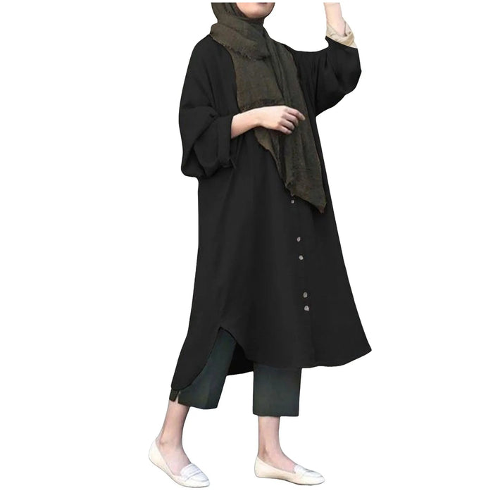 Muslim Hijab Tops Turkish Blouse Women Long Sleeve Irregular Shirt Turkey Dubai Abaya Loose Blusas Kaftan Isamic Clothing - CLICK TIK